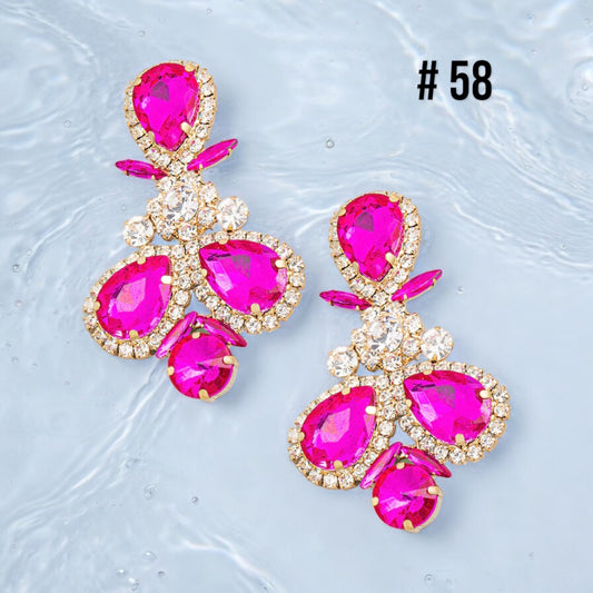 Hot Pink Bedazzle Rhinestone Earrings