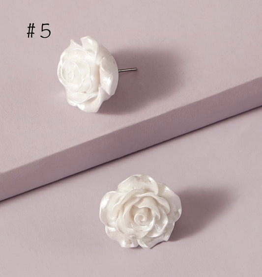 White Rose Stud Earrings #5